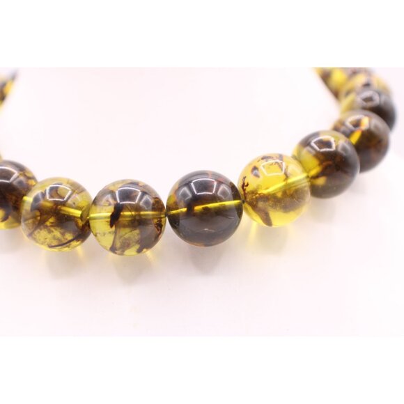 Vintage Lucite Faux Baltic Amber Large Bead 18" Necklace Gold-Tone Barrel Clasp - Picture 2 of 12